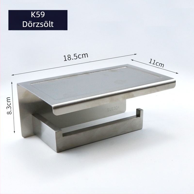 Huanuo WC-papír tartó 304 rozsdamentes acélból, négyzetes alak, tükrös felület, modern minimalizmus