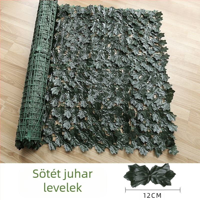 Kültéri használatra tervezett műanyag és poliészter növényzet kerítéshez – reliefes kivitel; típus: kerítés szimulált levelei; fajták: pothos, borostyán, rattan; alkalmas kültéri terekre, fotózásra és otthoni dekorációhoz.