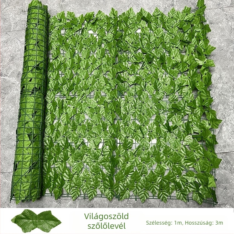Kültéri használatra tervezett műanyag és poliészter növényzet kerítéshez – reliefes kivitel; típus: kerítés szimulált levelei; fajták: pothos, borostyán, rattan; alkalmas kültéri terekre, fotózásra és otthoni dekorációhoz.
