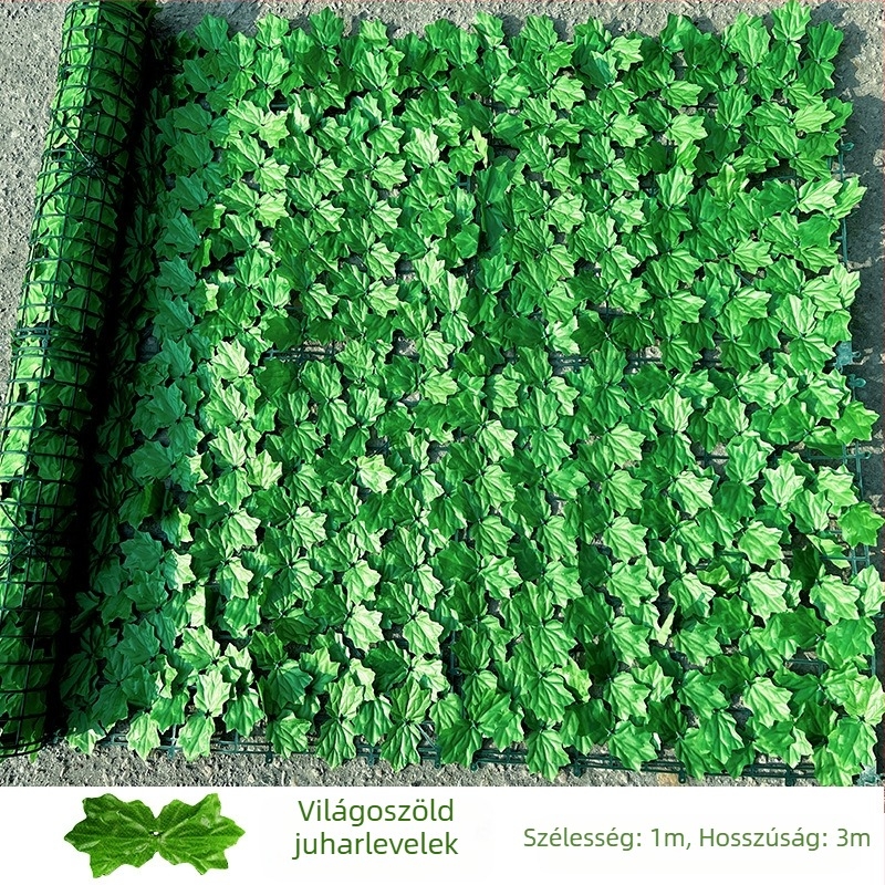 Kültéri használatra tervezett műanyag és poliészter növényzet kerítéshez – reliefes kivitel; típus: kerítés szimulált levelei; fajták: pothos, borostyán, rattan; alkalmas kültéri terekre, fotózásra és otthoni dekorációhoz.