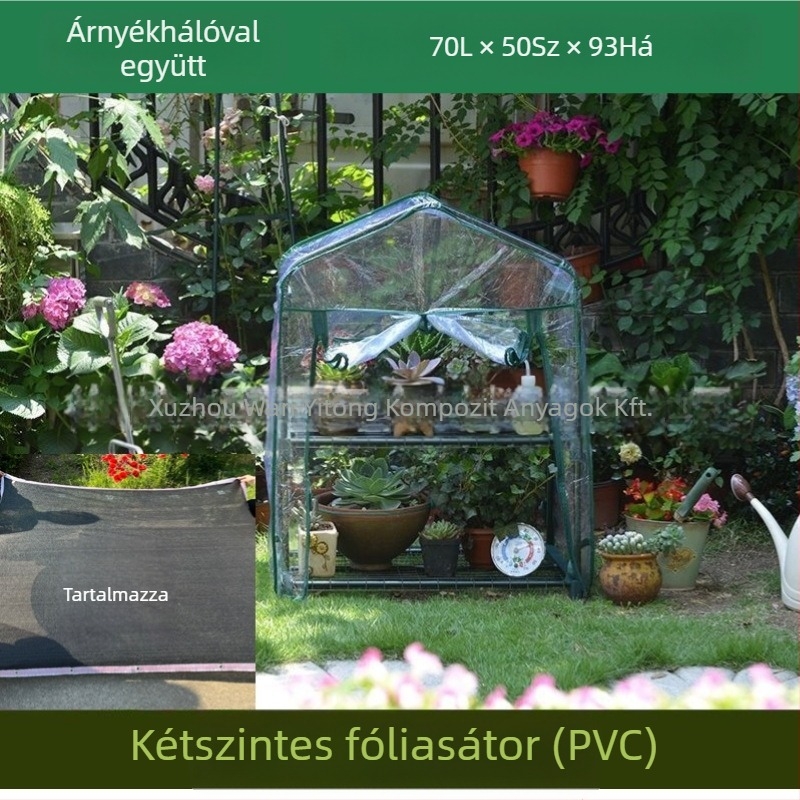 Kültéri üvegház zöldségek és virágok számára árnyékolással, esőállósággal és szigeteléssel erkélyre és kertbe