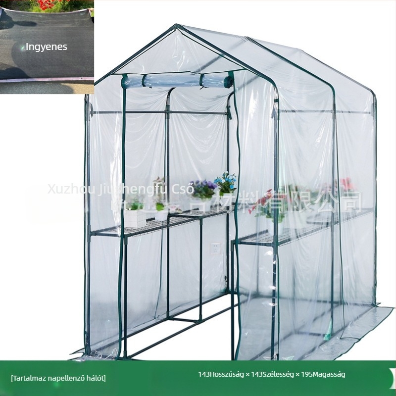 Kültéri üvegház zöldségek és virágok számára árnyékolással, esőállósággal és szigeteléssel erkélyre és kertbe