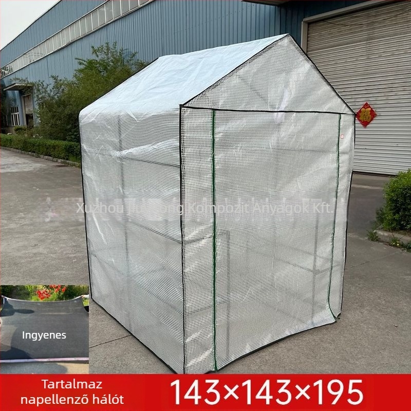 Kültéri üvegház zöldségek és virágok számára árnyékolással, esőállósággal és szigeteléssel erkélyre és kertbe