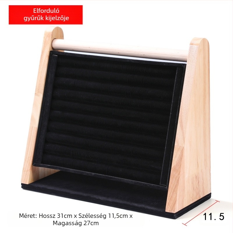 Egyrészes nyaklánctartó állvány tömör fából, ferde trapéz alakú, vertikális háromszintes ékszerállvány