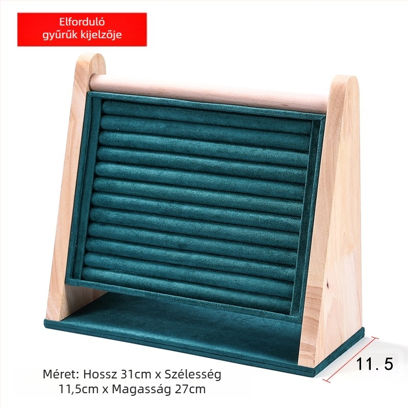 Egyrészes nyaklánctartó állvány tömör fából, ferde trapéz alakú, vertikális háromszintes ékszerállvány