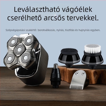 Férfi elektromos borotva úszó vágófejjel, beépített 500–800 mAh akkumulátorral, 60 perc+ üzemidő, szénkefe nélküli motor, töltés és hálózati használat