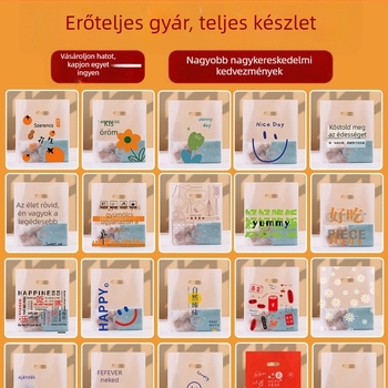 Átlátszó műanyag csomagoló tasak pékség és elvitelre, logóval nyomtatva