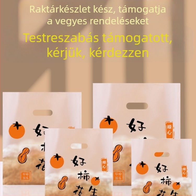 Átlátszó műanyag csomagoló tasak pékség és elvitelre, logóval nyomtatva