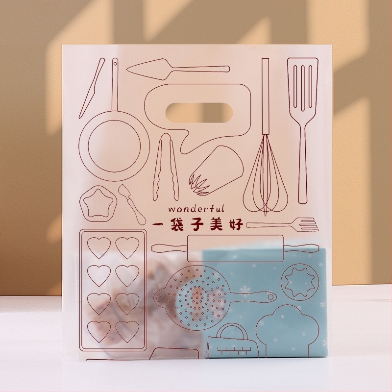 Átlátszó műanyag csomagoló tasak pékség és elvitelre, logóval nyomtatva