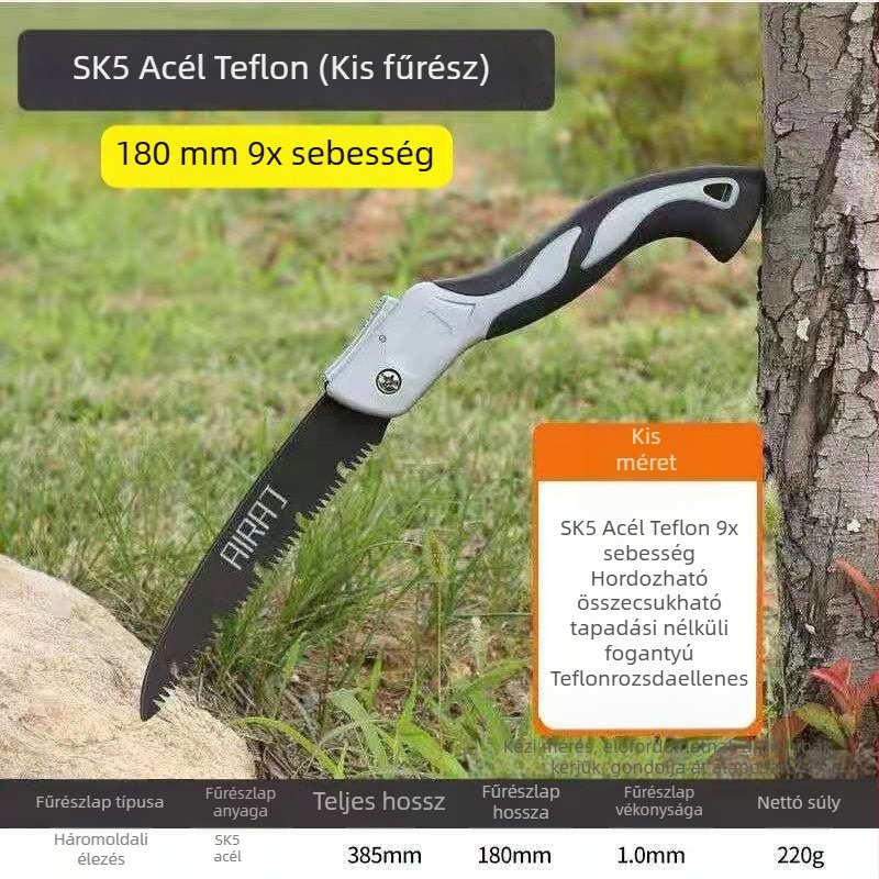 Összecsukható kézi fűrész acél pengével, faanyaghoz — német húzófűrész-stílus