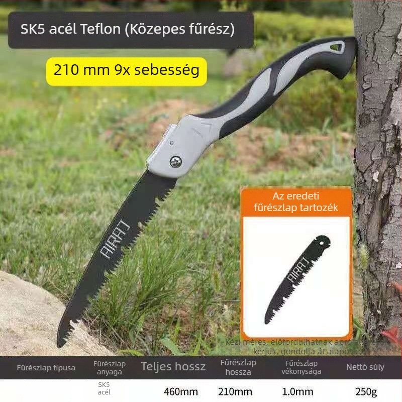 Összecsukható kézi fűrész acél pengével, faanyaghoz — német húzófűrész-stílus
