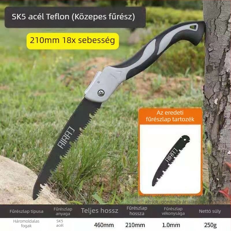 Összecsukható kézi fűrész acél pengével, faanyaghoz — német húzófűrész-stílus
