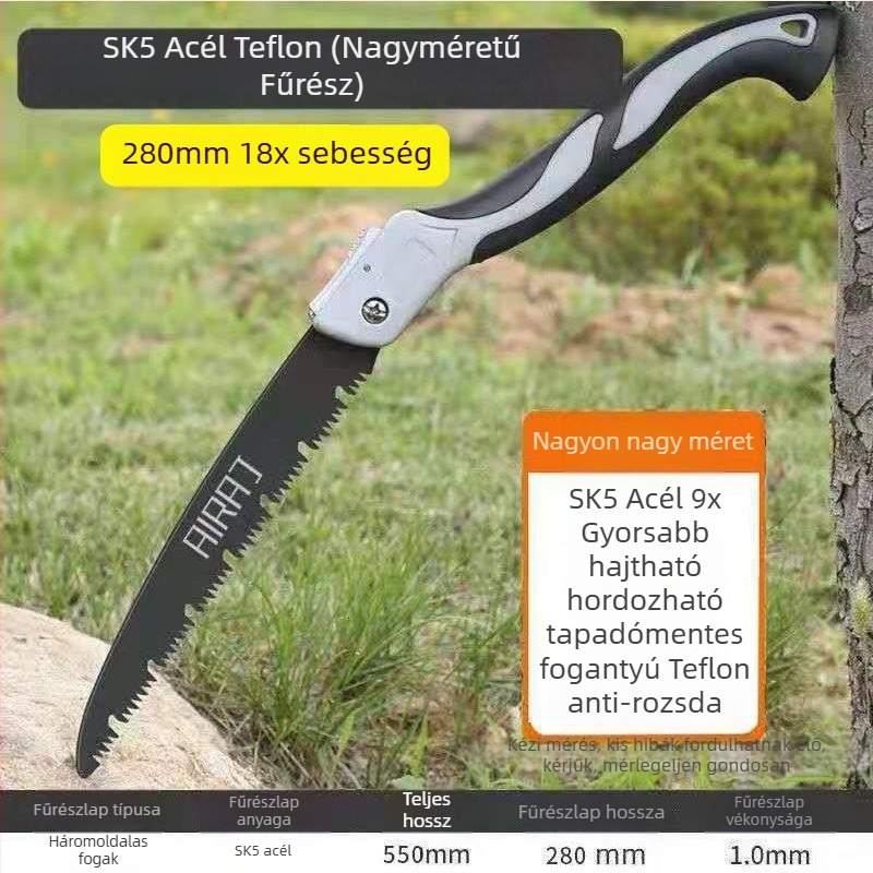 Összecsukható kézi fűrész acél pengével, faanyaghoz — német húzófűrész-stílus