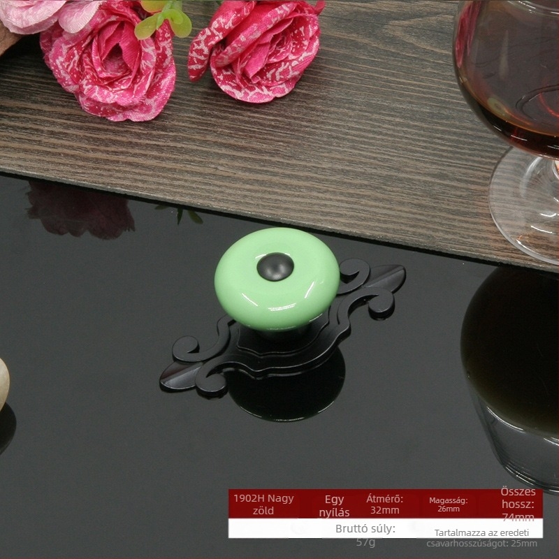 Kerek kerámia szekrényajtó és fiók fogantyú alapzattal, modern minimalista stílus.