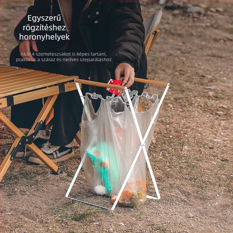 Összecsukható kültéri szemetesállvány zacskótartóval, 100% új műanyag anyag