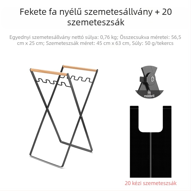 Összecsukható kültéri szemetesállvány zacskótartóval, 100% új műanyag anyag
