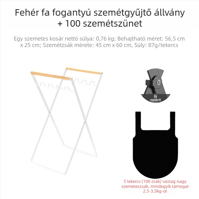 Összecsukható kültéri szemetesállvány zacskótartóval, 100% új műanyag anyag