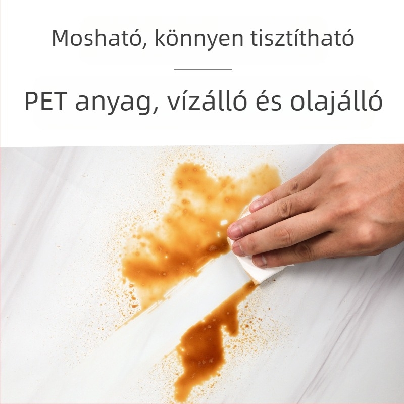 Öntapadós PET falmatrica, imitált márvány mintával, olaj- és hőálló, konyhai faldekoráció