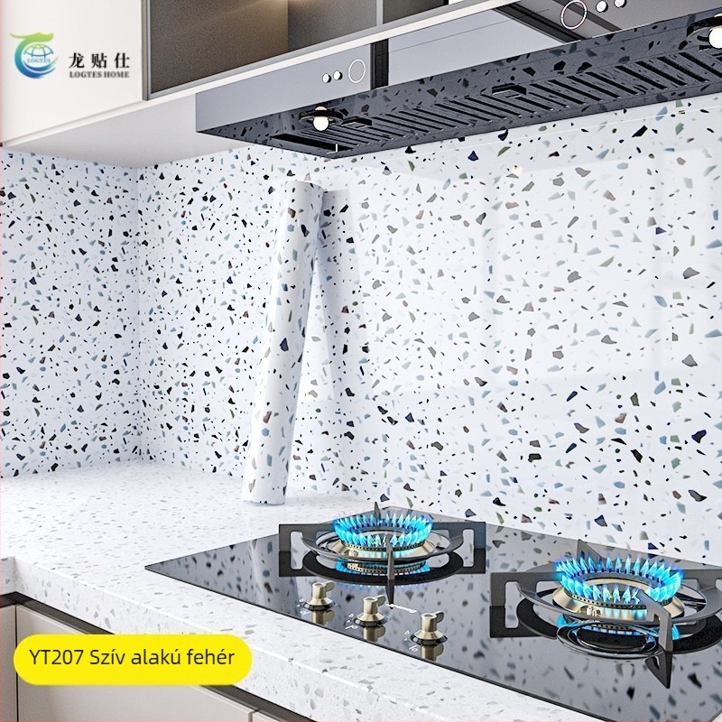 Öntapadós PET falmatrica, imitált márvány mintával, olaj- és hőálló, konyhai faldekoráció