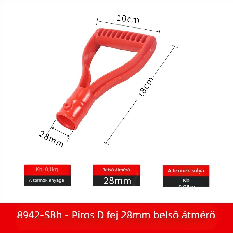 T- és D-típusú ásónyél vastagított műanyag fejjel és fa nyéllel, mezőgazdasági eszközökhöz