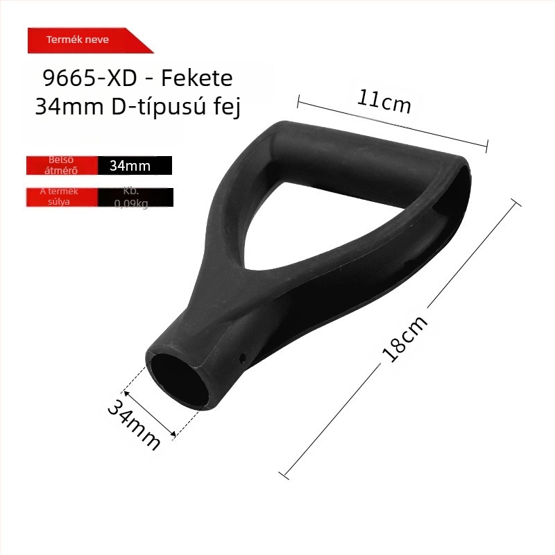 T- és D-típusú ásónyél vastagított műanyag fejjel és fa nyéllel, mezőgazdasági eszközökhöz