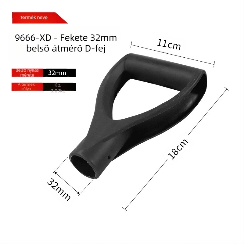 T- és D-típusú ásónyél vastagított műanyag fejjel és fa nyéllel, mezőgazdasági eszközökhöz