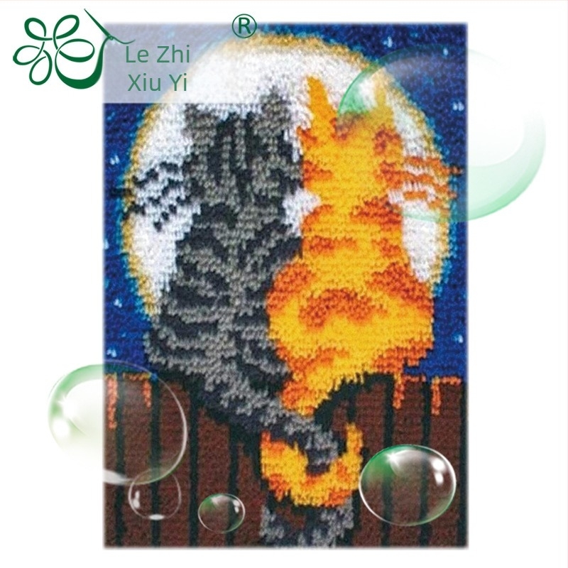 Képregény motívummal díszített, négyzet alakú szőnyegpárna, akril szálak, kézi mosás, alkalmas nappalira, hálószobára, dolgozószobára, étterembe, előszobára, erkélyre