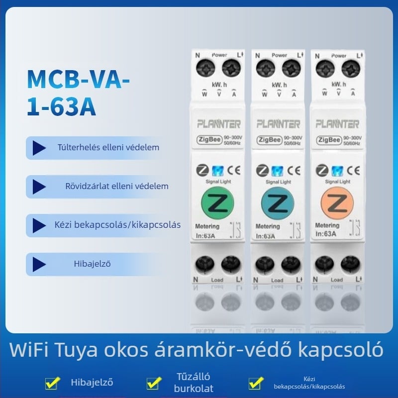 Bronte Okos Wi‑Fi Áramkör-megszakító, PLVA1-63 sorozat, alacsony feszültségű, miniatűr megszakító, távoli vezérlés mobilalkalmazással