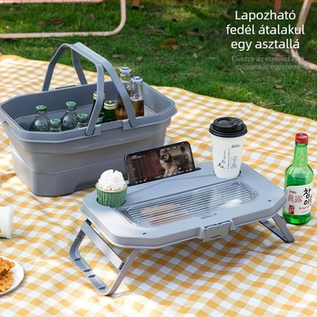 Összecsukható tároló doboz kültéri kempingezéshez, hordozható autócsomagtartó rendező, nagy kapacitású