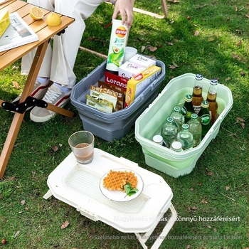 Összecsukható tároló doboz kültéri kempingezéshez, hordozható autócsomagtartó rendező, nagy kapacitású