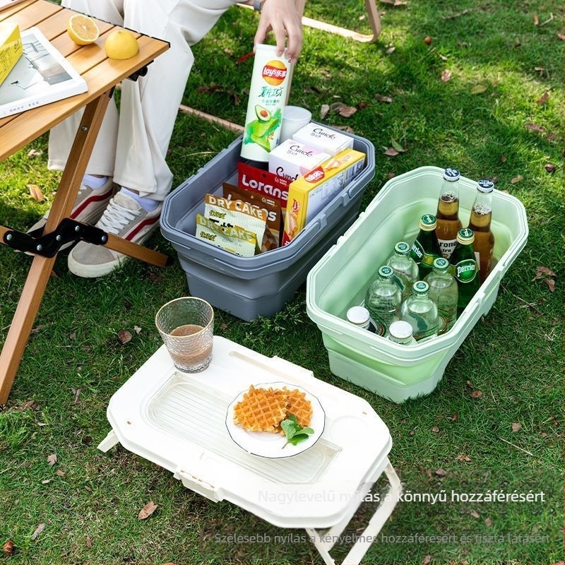Összecsukható tároló doboz kültéri kempingezéshez, hordozható autócsomagtartó rendező, nagy kapacitású