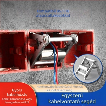 Vezetékek behúzására szolgáló threading eszköz egysoros görgővel és konnektorhoz való kiegészítővel