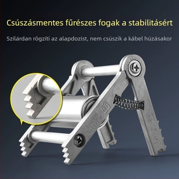 Vezetékek behúzására szolgáló threading eszköz egysoros görgővel és konnektorhoz való kiegészítővel