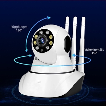 Pan-Tilt megfigyelő kamera Wi‑Fi-vel, 1080P éjszakai látás, távvezérlés, helyi és felhő alapú tárolás