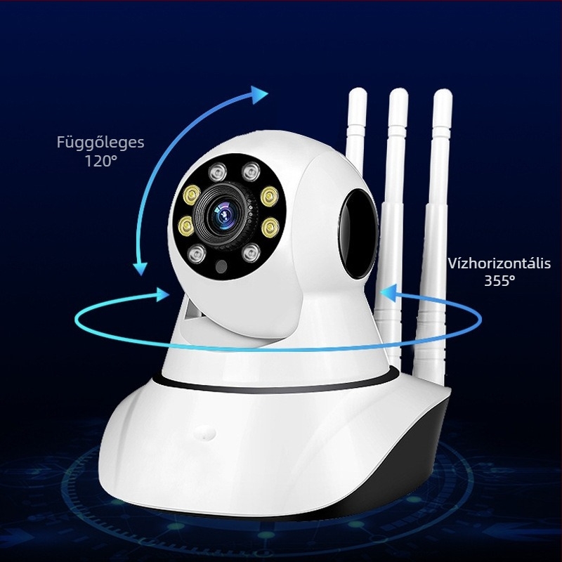 Pan-Tilt megfigyelő kamera Wi‑Fi-vel, 1080P éjszakai látás, távvezérlés, helyi és felhő alapú tárolás