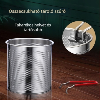 Rozsdamentes acél fritőz – All-in-One háztartási fazék, bevonat nélküli, egyetlen aljzattal, acél fedél, kompatibilis általános tűzhellyel