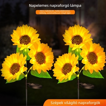 Napenergiás kertlámpa napraforgó alakú optikai rosttal, vízálló — IP66; fényforrás: napenergia; feszültség ≤36V; világítási idő 6–12 óra; fényforrás teljesítmény 220