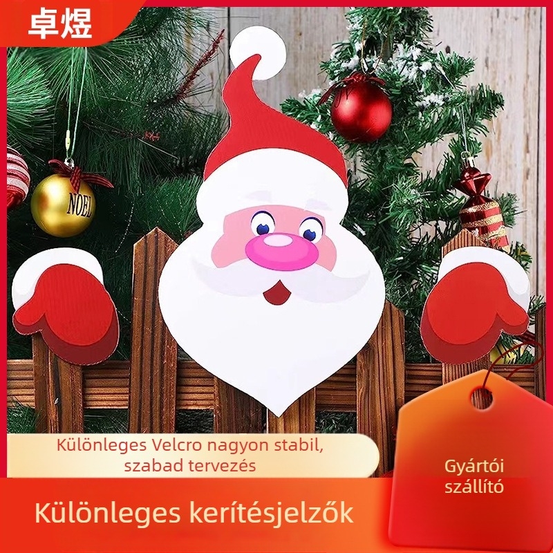 Karácsonyi témájú kültéri kerítés-dekorációs tábla merev kerettel, alkalmas kerítésre és udvarra szánt kártyabetétekhez