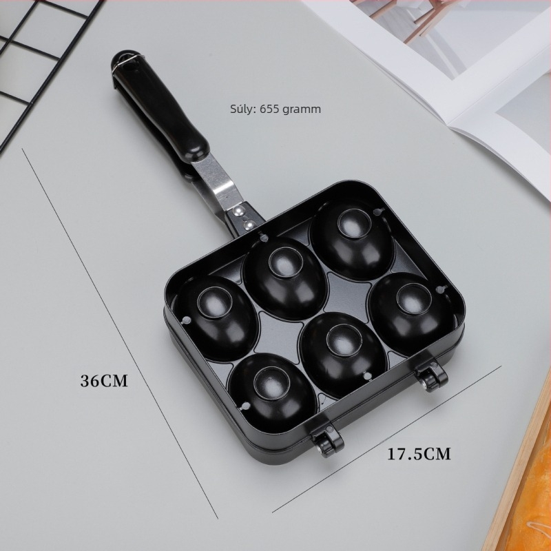 Mosolygós arcú tojásos gofrisütő – tapadásmentes alumíniumötvözet, gáztűzhelyhez kompatibilis, nyomtatott logó