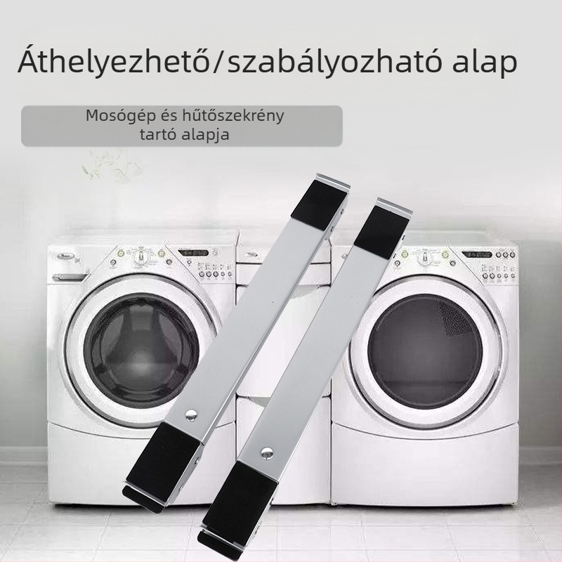 Vasból készült univerzális alap mosógép és hűtő számára, korrózióálló kivitel, csúszásgátló, állítható és mozgatható, telepítés nélkül