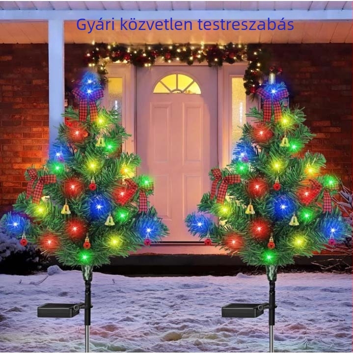 Kültéri napelemes karácsonyfa fények a kerthez, IP65, 5W, 6–12 óra üzemidő, San’an LED-diódák