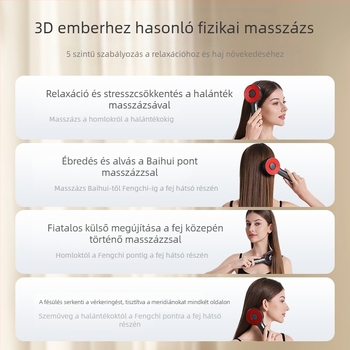 HT-s18 Elektromos masszázs fésű a fejbőrre — lazító masszázs és gyógyszer felvitele a fejbőrre, általános használat, 5 fokozat, 2023 áprilisban bevezetve