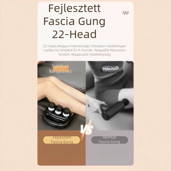 Fascia masszírozó 22 fejjel, kefés motor, LCD kijelző, 5+ sebességi szint, beépített akkumulátor