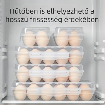 Kempingezéshez készült hordozható tojás tároló doboz, állítható tojás-tálcával, ütésálló és törésálló, minimalist dizájn, PP anyag