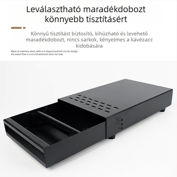 Fiókos Knock Box kávézacc számára — rozsdamentes és szénacélból, modern minimalista stílusú bár/kávézó kiegészítő