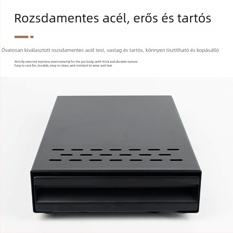 Fiókos Knock Box kávézacc számára — rozsdamentes és szénacélból, modern minimalista stílusú bár/kávézó kiegészítő