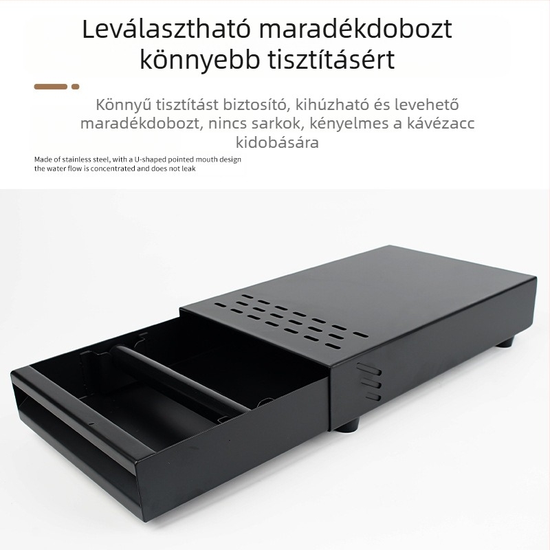 Fiókos Knock Box kávézacc számára — rozsdamentes és szénacélból, modern minimalista stílusú bár/kávézó kiegészítő