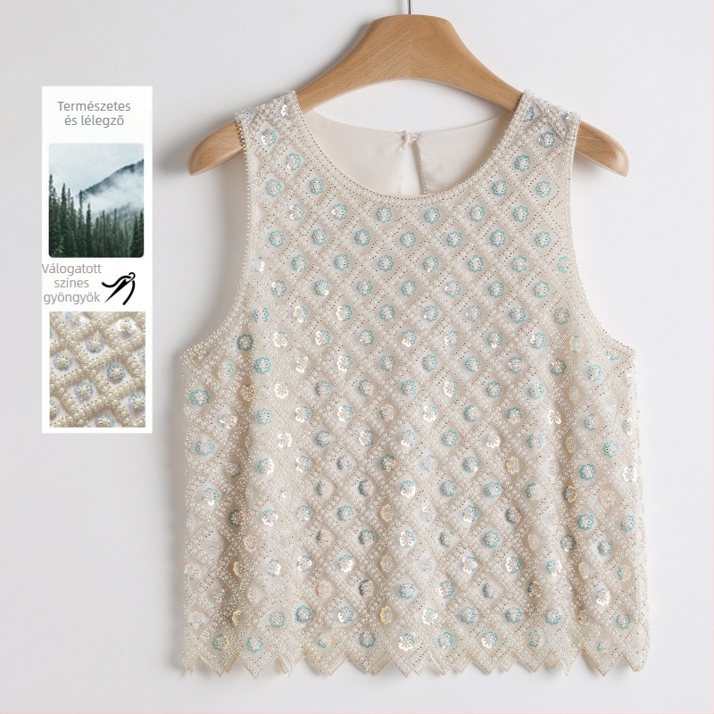 Hálós anyagú felső, Poliészter 50–70% összetétel, Kerek nyak, Nyár 2025