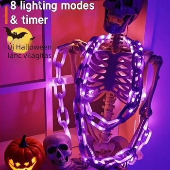 Napelettes koponya láncos kültéri világítás, IP65 vízálló, 0,25W 1,2V-nál, 6–12 óra működési idő, meleg fény, modell JLZ009