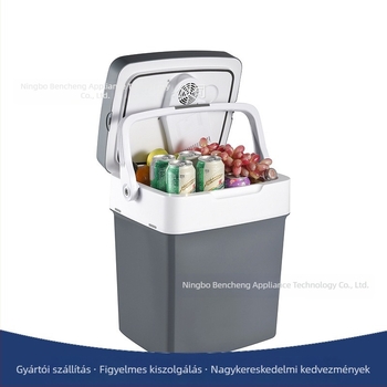 Mini autóhűtő, univerzális kompatibilitás, több mint 20 L kapacitás, 48 W, AC 100–240 V / DC 12 V tápegység, 8–65 °C hőmérséklet-tartomány